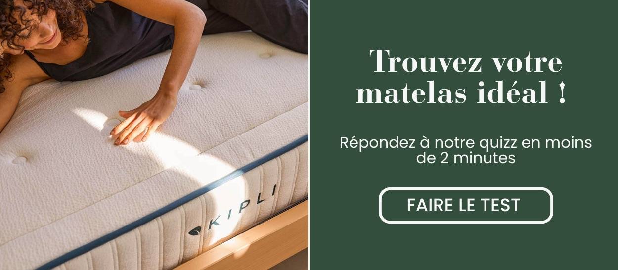 Visuel promotionnel Kipli invitant à trouver son matelas idéal via un test rapide en ligne